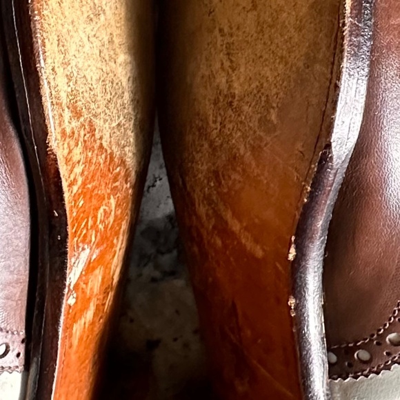 Peel & Co Brooks Brothers Chocolate Brown And off White Spectator Wingtips Sz 9 - Picture 9 of 10